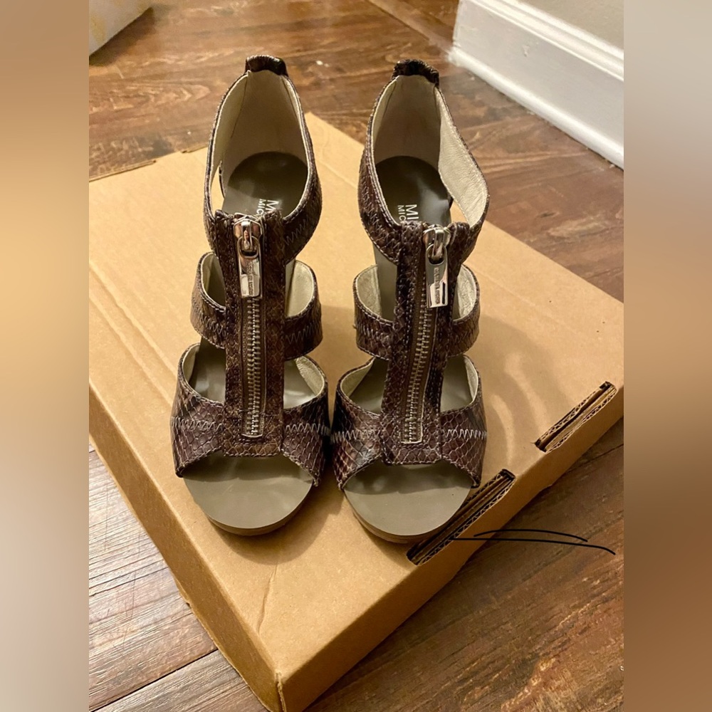 NWOT Michael  Kors ($17 OBO)Snake Print Sandal Heels -Brand New